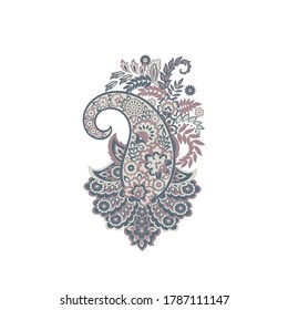 Damask Paisley Floral isolated vector ornament