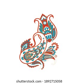 Damask Paisley Floral isolated vector ornament