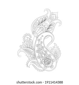 Damask Paisley Floral isolated vector ornament