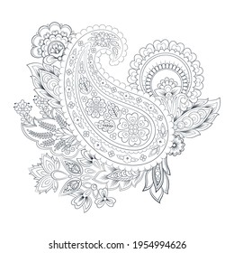 Damask Paisley Floral, einzelne Vektorgrafik-Ornament