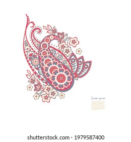 Damask Paisley Floral isolated vector ornament