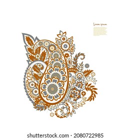 Damask Paisley Floral isolated vector ornament