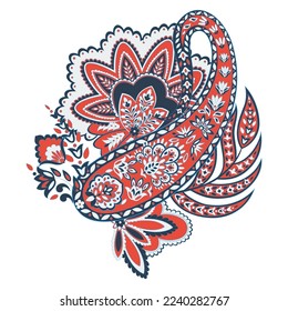 Damask Paisley Floral, einzelne Vektorgrafik-Ornament