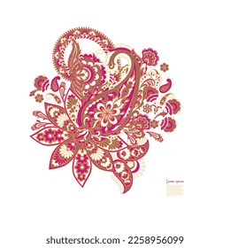 Damask Paisley Floral isolated vector ornament
