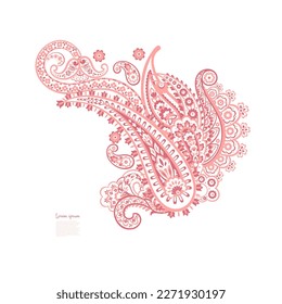 Damask Paisley Floral isolated vector ornament