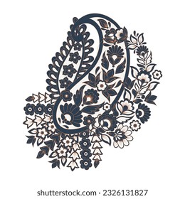 Damask Paisley Floral isolated vector ornament