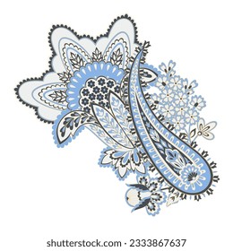 Damask Paisley Floral isolated vector ornament