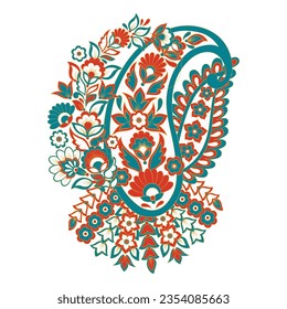 Damask Paisley Floral, einzelne Vektorgrafik-Ornament