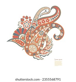 Damask Paisley Floral isolated vector ornament