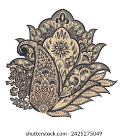 Damask Paisley Floral isolated vector ornament
