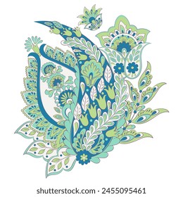 Damask Paisley Floral isolated vector ornament