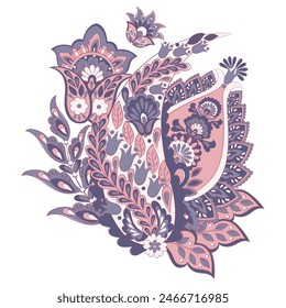 Damask Paisley Floral isolated vector ornament