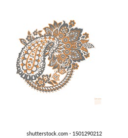 Damask Paisley isolated pattern. Vintage illustration in batik style