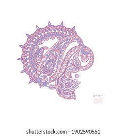 Damask paisley isolated vector floral ornament