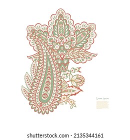 Damask paisley isolated vector floral ornament