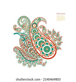 Damask paisley isolated vector floral ornament