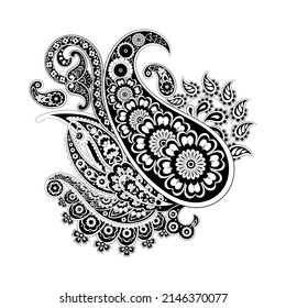 Damask paisley isolated vector floral ornament