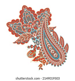 Damask paisley isolated vector floral ornament