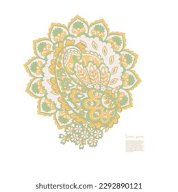 Damask paisley isolated vector floral ornament