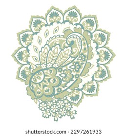 Damask paisley isolated vector floral ornament