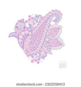 Damask paisley isolated vector floral ornament