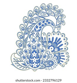 Damask paisley isolated vector floral ornament