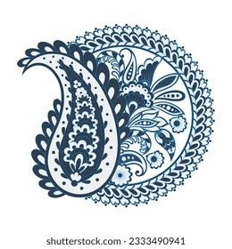 Damask paisley isolated vector floral ornament