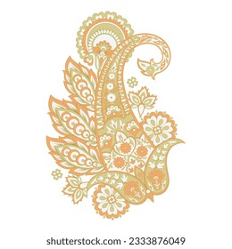 Damask paisley isolated vector floral ornament