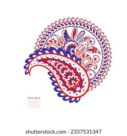 Damask paisley isolated vector floral ornament