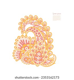 Damask paisley isolated vector floral ornament