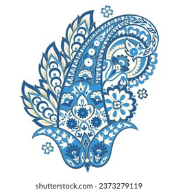 Damask paisley isolated vector floral ornament
