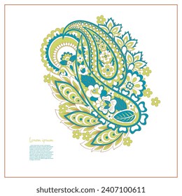 Damask paisley isolated vector floral ornament