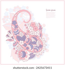 Damask paisley isolated vector floral ornament