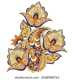 Damask paisley isolated vector floral ornament