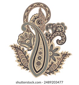 Damask paisley isolated vector floral ornament