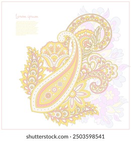 Damask paisley isolated vector floral ornament