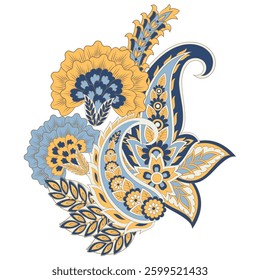 Damask paisley isolated vector floral ornament