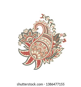 Damask Paisley isolated vector ornament