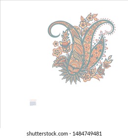 Damask Paisley isolated vector ornament