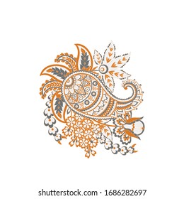 Damask Paisley isolated vector ornament