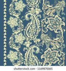 Damask paisley seamless vector pattern. Floral vintage background