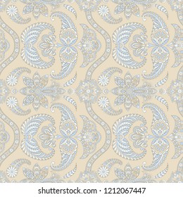 Damask paisley seamless vector pattern. Floral vintage background