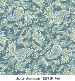 Damask paisley seamless vector pattern. Floral vintage background