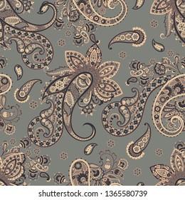Patrón vectorial sin fisuras de Damask. Fondo de cosecha floral