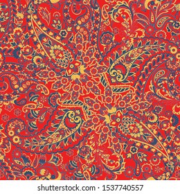 Damask Paisley seamless vector pattern for fabric design.