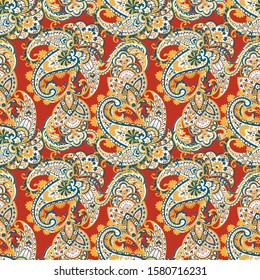 Damask paisley seamless vector pattern. Floral vintage background