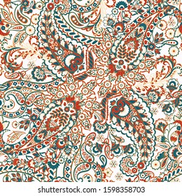 Damask Paisley seamless vector pattern for fabric design.