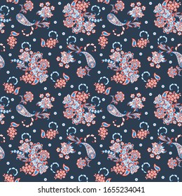 Damask Paisley seamless vector pattern for fabric design.