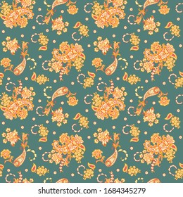 Damask Paisley seamless vector pattern for fabric design.