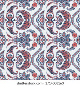 Damask Paisley patrón vectorial transparente para el diseño de tela.